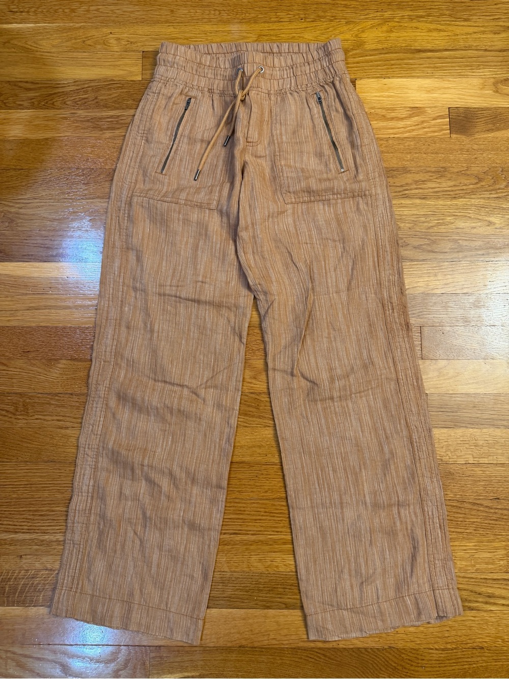Athleta Cabo Linen Textured Wide Leg Pants Warm Brown/Tan - Size 0